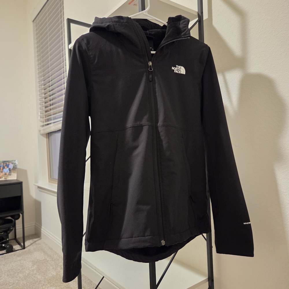 The North Face Black Windbreaker Fleece Lined Hooded Zip Up Jacket Size M